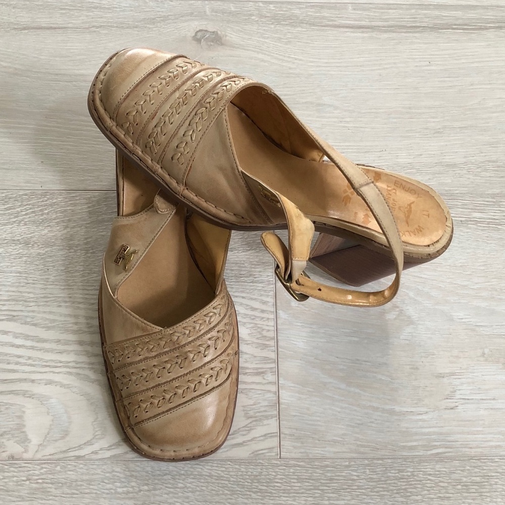 JOE SANCHEZ Trademark Leather Slingback Shoes